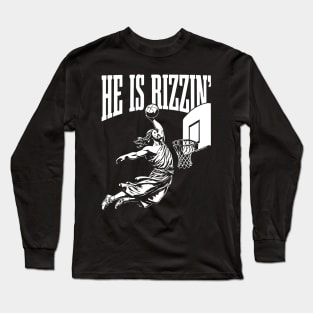 He Is Rizzin' Vintage 90s: Bringing the Laughs to Easter Long Sleeve T-Shirt